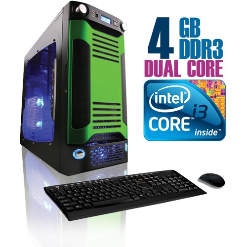 CybertronPC X-Sniper SIAN11202BUBGL, Black/Green, Intel Core i3 Dual Core 2.93GHz, 4GB DDR3, 640GB Hard Drive, DVDRW w/LightScribe, ATI Radeon HD5570 1GB , All-In-One Media Reader, 400W Watt Power Supply, No O/S, 1 Year Parts & Labor Warranty