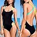 Yonala Color Halter Neck One Piece Monokinis Swimsuit Bathing Suit, Black XL