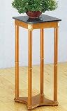 Oak Fisnish Plant Stand with Green Marble Top