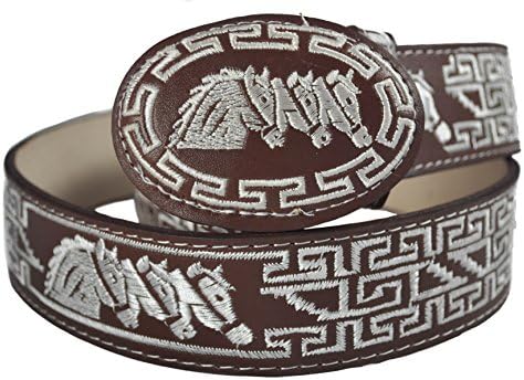 Western Belts Men's Machine Embroidery Horse Shoe Western Belt Black Gold Size 38