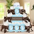 Mommy Silhouette It's A Boy - 3 Tier Personalized Square - Baby Shower Diaper Cake