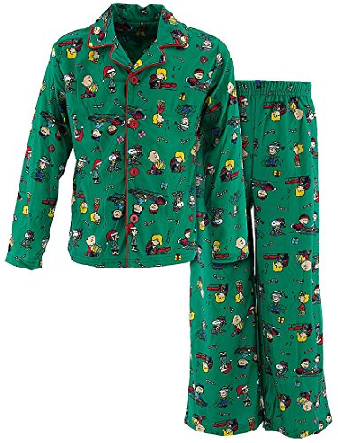 Peanuts Big Boys' Green Christmas Pajamas