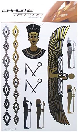 Tattoo Gold Silver Black Metallic Temporary Egyptian Jewelry Tattoo (1 Sheet).