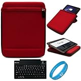 IMAGE OF Black Semi Hard Durable Cube Carrying Case with Neoprene Bubble Padding for Motorola XOOM 2 Android 3.0 Honeycomb 10.1-inch Tablet + Sumaclife Bluetooth Keyboard + SumacLife Wisdom Courage Wristband