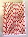 Paper Straws Pack of 50 in Sealed Bag - Red Polka Dot Drinking Straws