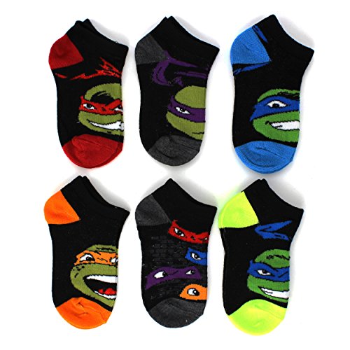 TMNT Teenage Mutant Ninja Turtles Boys 6 pack Socks (Toddler/Little Kid/Big Kid)