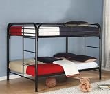 Full Size Metal Bunk Bed Contemporary Style in Black Finish