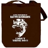 Live Without Half-Pipe Skateboarding - I Don't Think So!!! Sports Tote Bag (Brown, Canvas, Unisex)