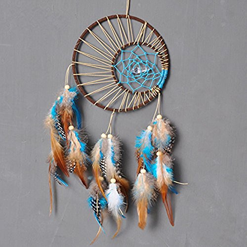Dremisland Indian Double-circle Dream catcher Wind Chimes Feather Pendant wall hanging home decoration Gift