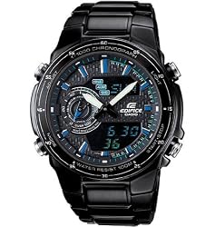 CasioEdificeBlackChronoWatchwithStainlessSteelBand(EFA131BK-1AV)