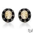 FPJ Vibrant Earrings With 3.95ctw Precious Stones - Genuine Citrines, Clean Diamonds and Onyxes Beautifully Designed in 14K Yellow Gold. Total item weight 8.8g Length 17mm
