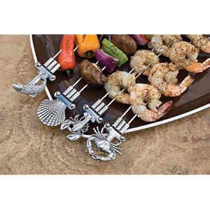 Charcoal Companion Double Prong Coastal Grilling Kabob Skewers, Set of 4 by 