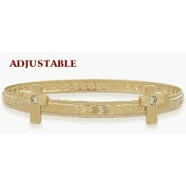Adjustable Yellow Gold Baby Cross Bracelet by Elite