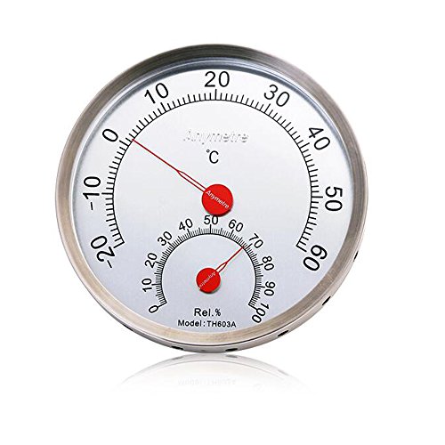 iHome&iLife Hygrometer,Round Glass Analog Thermometer for Humidors Indoor Outdoor Humidity Meter