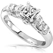 3/4ct TW Princess & Round Diamond Engagement Ring in 14kt Gold
