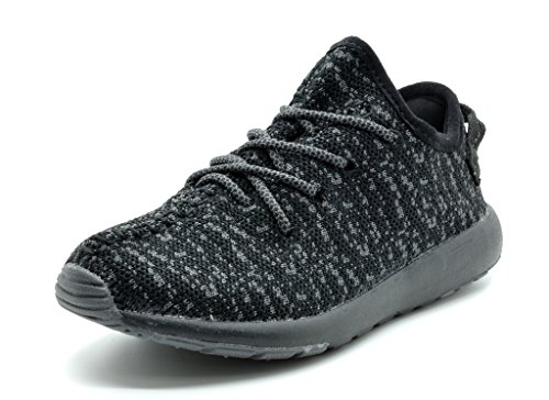 Dream Pairs 160431-K Kid's Casual Lace Up Easy Slip On Light Weight Digital Design Fashion Sneakers (Toddler/Little Kid/Big Kid) BLACK/DK. GREY SIZE 3