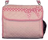 Diaper Bag - Pink & White Quilted Gingham Diaper Bag w/Polka Dot Trim