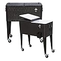 Tenive 80-quart Rolling Wheels Ice Chest Portable Patio Party Bar Drink Entertaining Outdoor Cooler Cart
