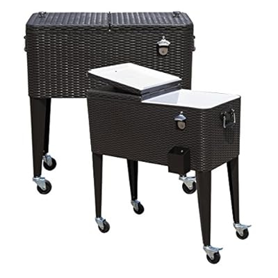 Tenive 80-quart Rolling Wheels Ice Chest Portable Patio Party Bar Drink Entertaining Outdoor Cooler Cart