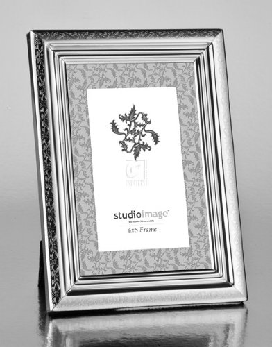 Studio Silversmith Etched Boarder 4 x 6 Inch Picture Frame, Silver Plated