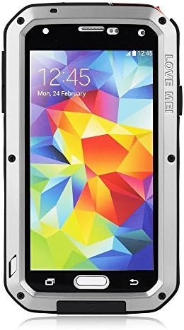 Lentenda Waterproof Shockproof Aluminum Gorilla Metal Cover Case for Galaxy S5 Love Mei (silver) by Lentenda