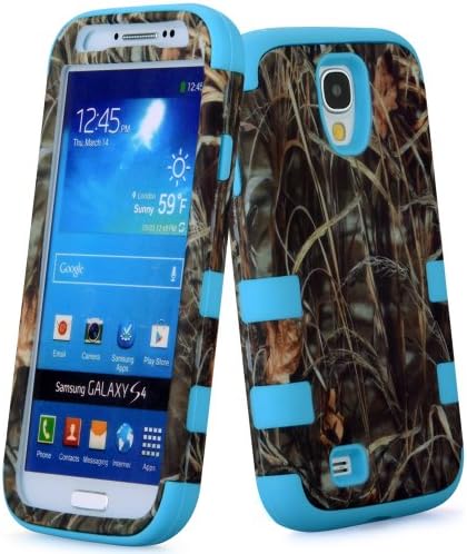 RainbowAccessories Camo 2 Oak Tree Silicone Hybrid 2 in 1 Rubber Cover Hard Case (Samsung Galaxy S4 IV I9500 Blue)
