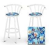 2 Elvis Presley Blue Hawaii Fabric Specialty / Custom White Barstools with  ....