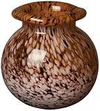 Amber and White 9" High Blown Glass Vase