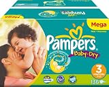 Pampers Baby Dry, Windeln  Gr.3 Midi 4-9kg Megapack, 1er Pack (1 x 136 Stück)