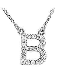 14K White Gold Diamond Initial Necklace "B" -- LIFETIME WARRANTY
