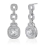 Inspired Perfection: Sterling Silver Designer Inspired Bridal Style Dangle Earrings with...