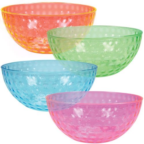 ChefLand Round Plastic Serving Bowls, Party Snack or Salad Bowl, 96