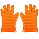 [TKOOFN]電子レンジ用　耐熱グローブ　シリコン　耐熱手袋　左右一組セット(オレンジ)