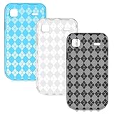 SAMSUNG GALAXY S 4G T959V THREE CLEAR ARGYLE TPU CASE COMBO, BLUE, CLEAR, S ....