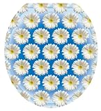 Toilet Tattoos TT-1902-R Daisies On Water Decorative Applique for Toilet Lid, Round