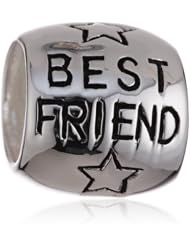 VINANI brand Germany 925 Sterling Silver Bead Inscription BEST FRIEND Fits Pand. Pugster IBF
