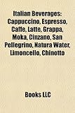 Italian Beverages: Cappuccino, Espresso, Caffe, Latte, Grappa, Moka, Cinzano, San Pellegrino, Natura Water, Limoncello, Chinotto-
