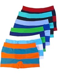 Apparel: ToBeInStyle Boys Pack of 6 Seamless Boxer Briefs Thick Stripes - Large