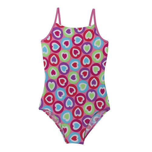 Girls' Circo Heart Toss 1-pc. Swimsuit - Pink