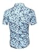 Allegra K Men Short Sleeve Single Breasted Floral Prints Shirts Light Blue L
