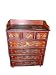 India Ethnic Drawer Chest Red Painted Lotus Floral Motifs Cabinet CLEARANCE