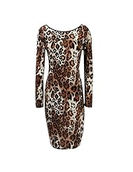 Backless Polyester Leopard Print Long Sleeves Cocktail Knee Length Short Bodycon Dress/Evening Dress/Party Dress/Mini Dress 
