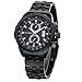 Uniprod Men's Stainless Steel Quartz Sport Round Watch Water Resistant Wrist Watch (Black)