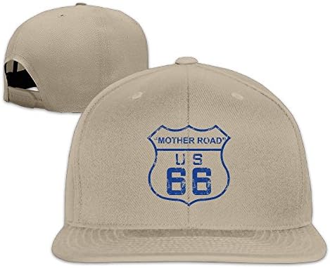 Cool Route 66 Mother Road Snapback Flat Baseball Cap Natural