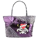 Women's Large Ed Hardy "Love Kills Slowly" Handbag (Purple/Black/ With A Skull)