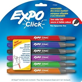 Expo Click Retractable Low Odor Fine Tip Dry Erase Markers, 6 Fashion Color Markers (1751667)