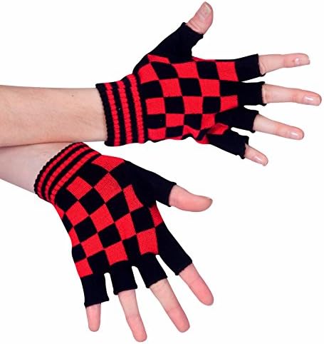 Red and Black Checkered Palm Gloves,4660E,multi-colored,One-Size