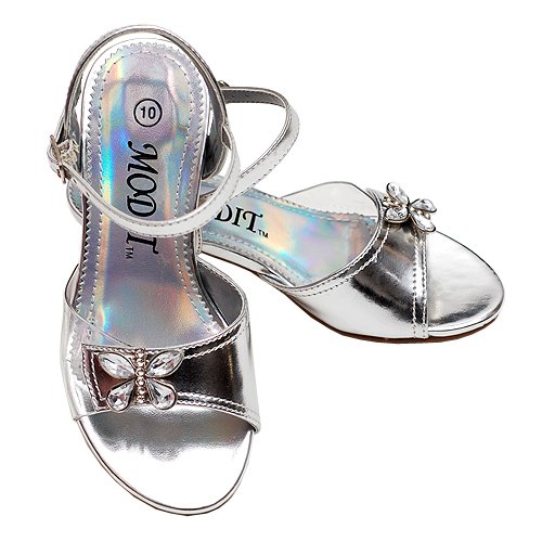 Toddler Little Girls Shoes SILVER Sandal Special Occasion MODIT 5-4