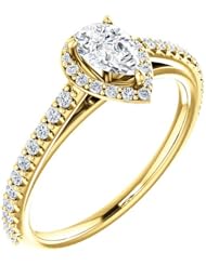 18K Yellow Gold Pear Cut Diamond Halo-Style Ring -- LIFETIME WARRANTY