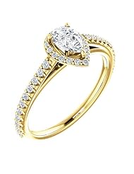 10K Yellow Gold Pear Cut Diamond Halo-Style Ring -- LIFETIME WARRANTY
